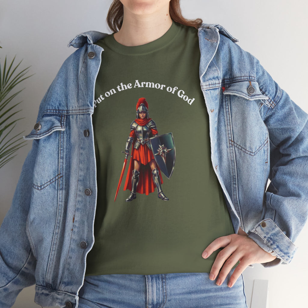 Christian Armor T-Shirt — "Put on the Armor of God" Women's Faith Tee
