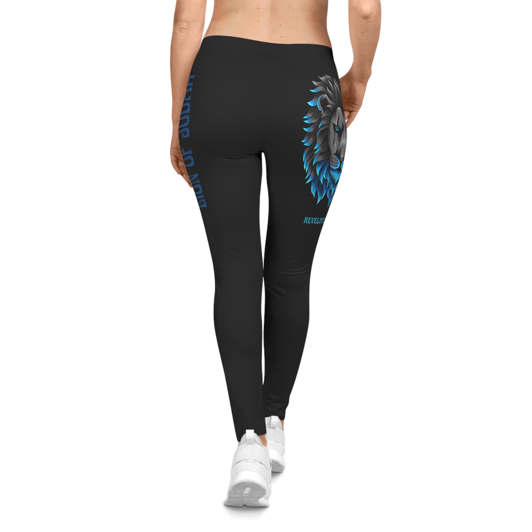 Lion of Judah Black & Blue Leggings — Christian Faith Graphic Leggings