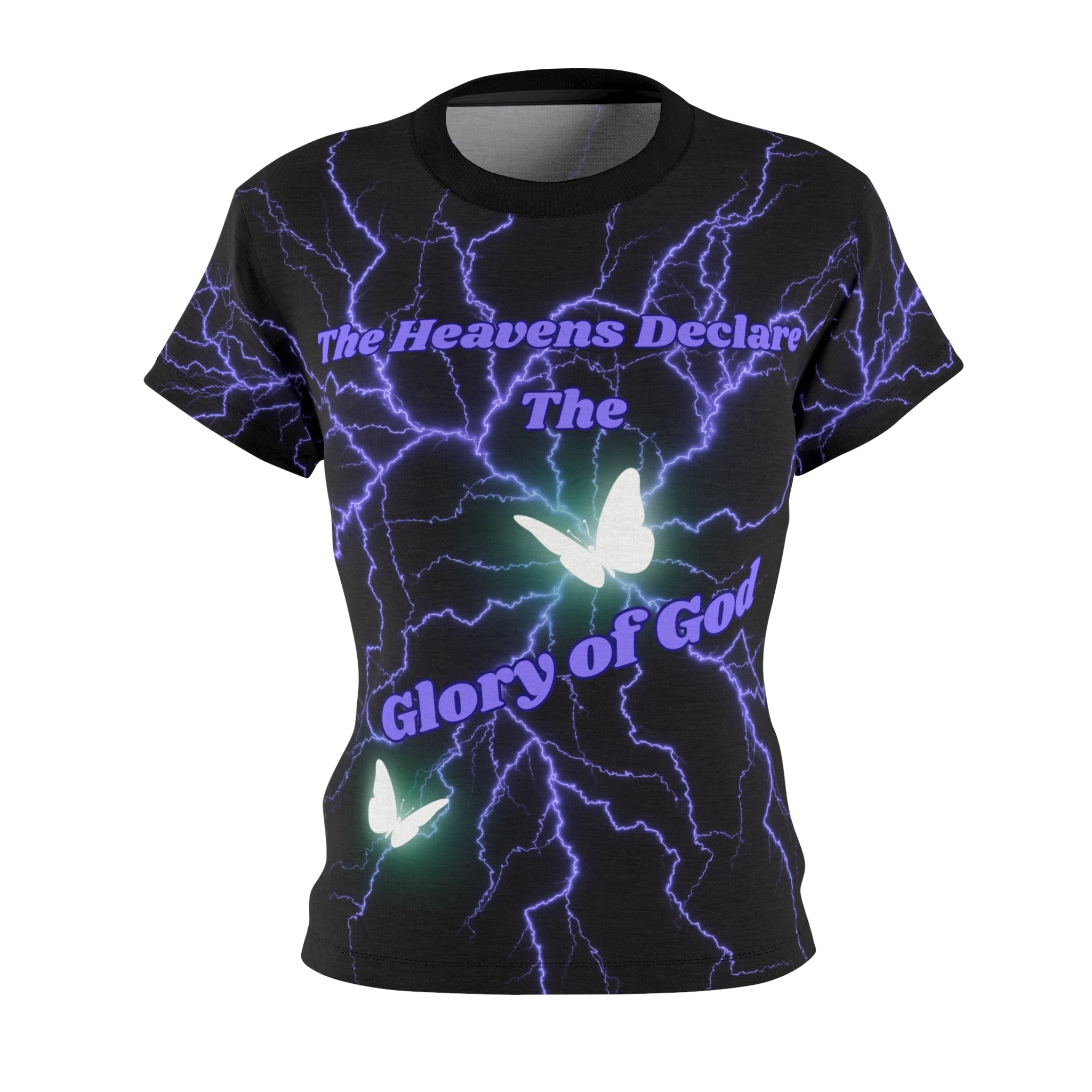 Women’s Lightning Butterfly Tee — "The Heavens Declare The Glory of God" All-Over Print