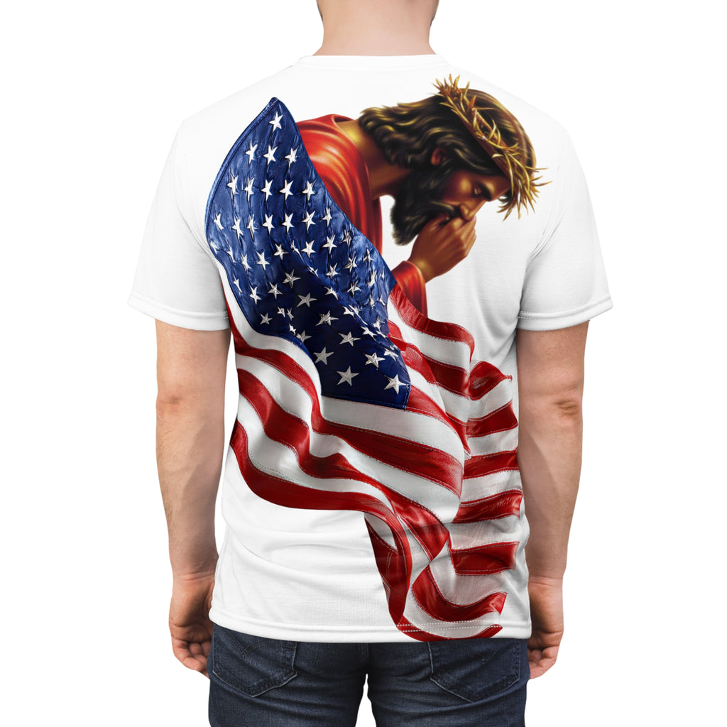 Patriotic Cross Tee — American Flag Christian T-Shirt