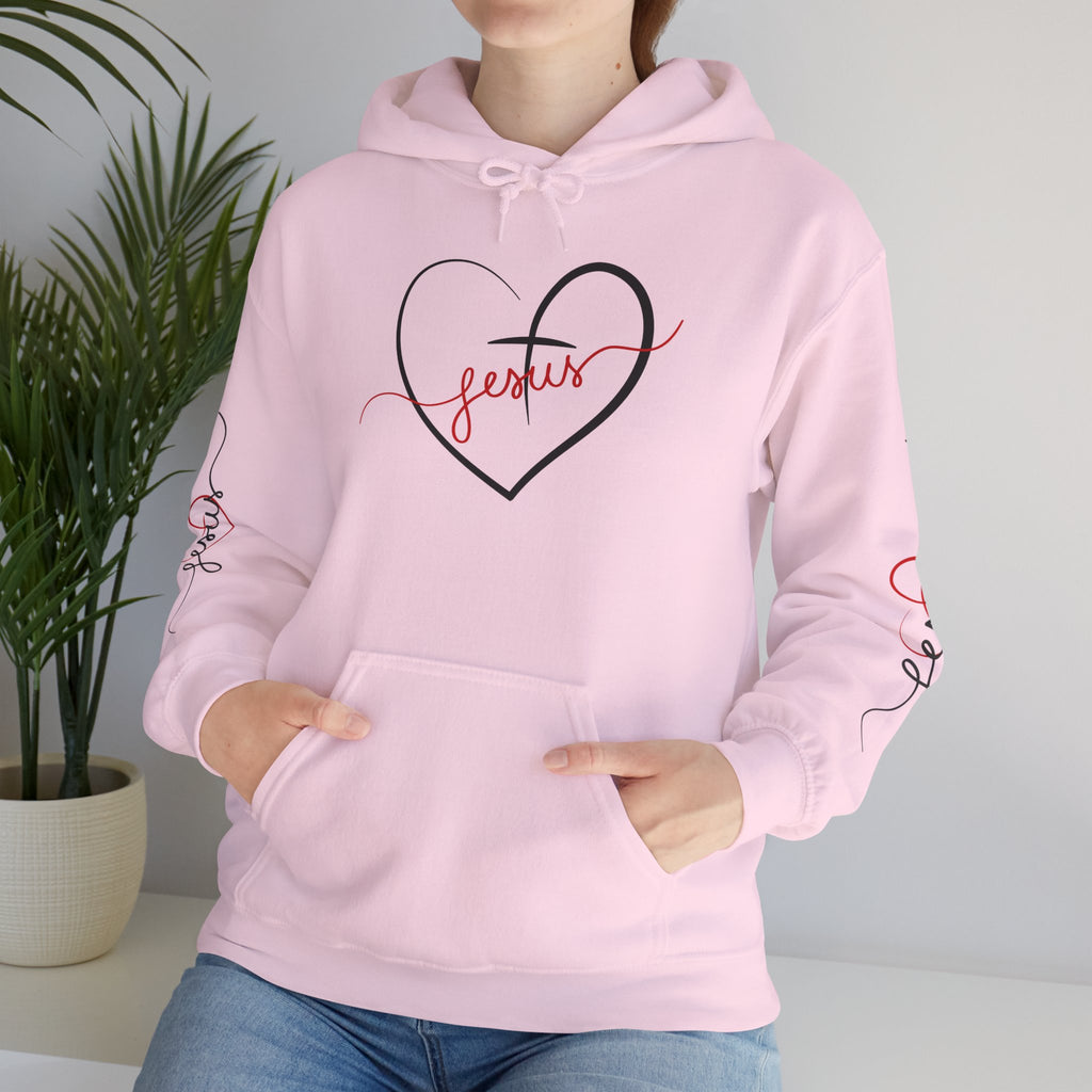 Heart Script "Jesus" Hoodie — Faith Graphic Sweatshirt