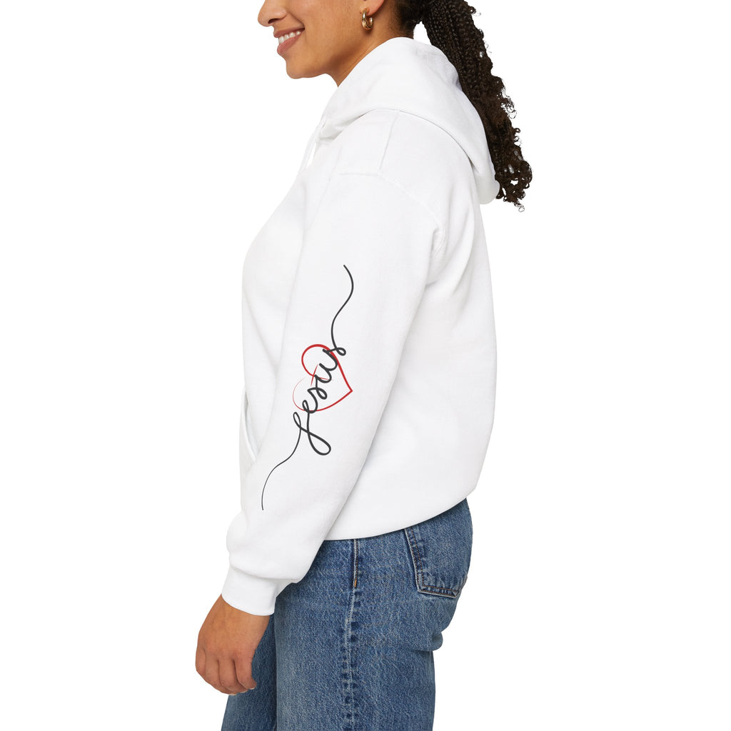 Heart Script "Jesus" Hoodie — Faith Graphic Sweatshirt