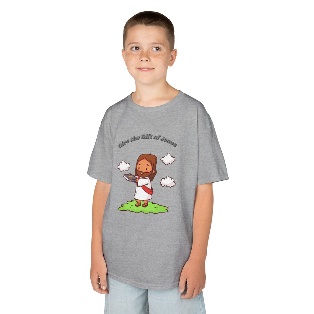 Kids T‑Shirt — Cute Jesus Graphic “Give the Gift of Jesus” | Christian Holiday Gift
