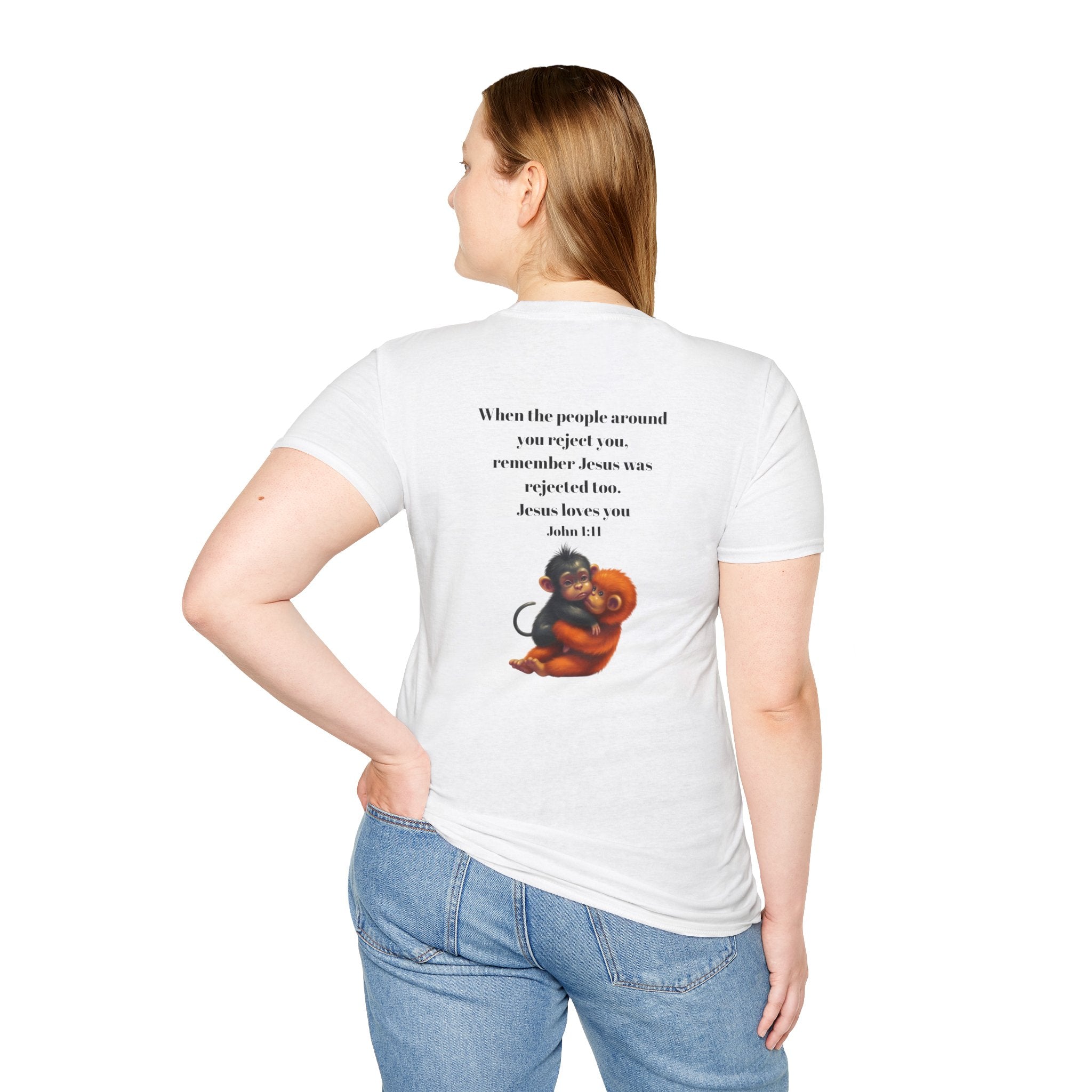 Christian Faith T-Shirt — "When the people around you reject you… Jesus loves you" Graphic Tee