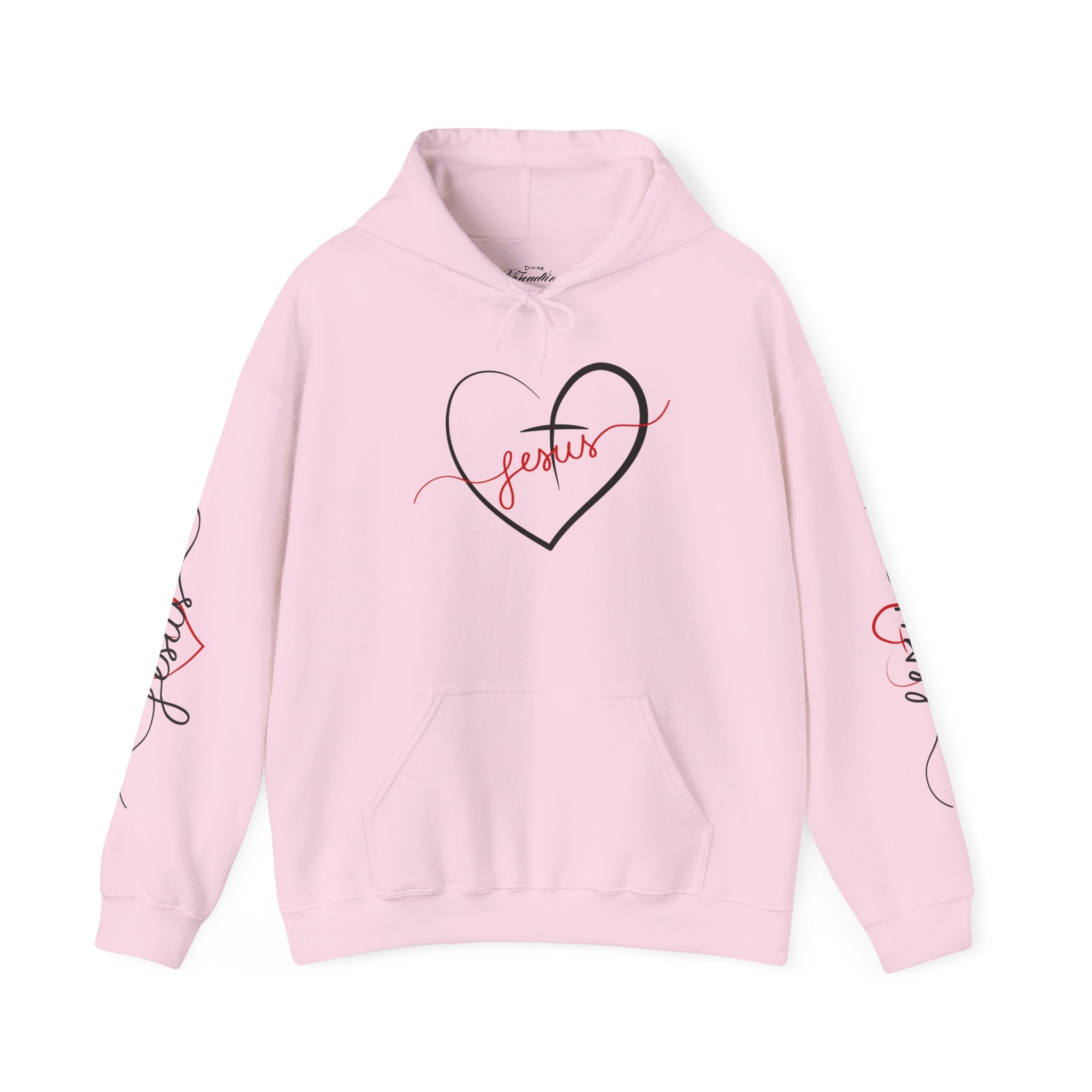 Heart Script "Jesus" Hoodie — Faith Graphic Sweatshirt