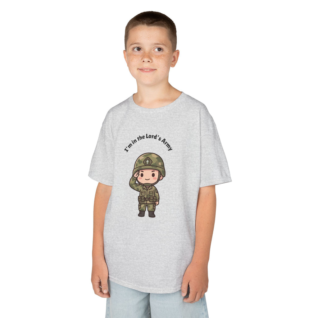 Kids Military Tee — Cute Soldier Illustration with "I'm in the Lord's Army"