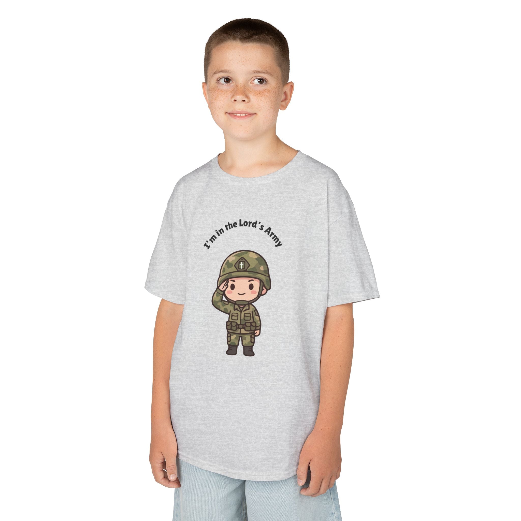Kids Military Tee — Cute Soldier Illustration with "I'm in the Lord's Army"