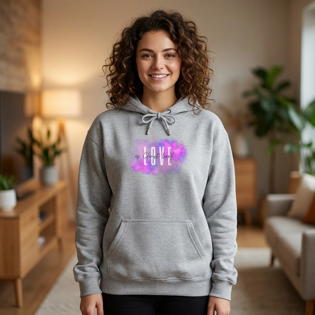Inspirational Pastel Watercolor Hoodie — 'LOVE' Motivational Graphic