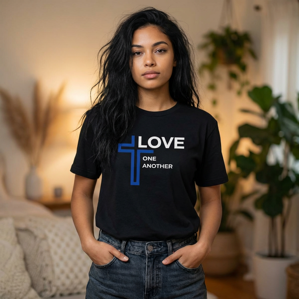 Faith Cross T‑Shirt — "Love One Another" Christian Tee