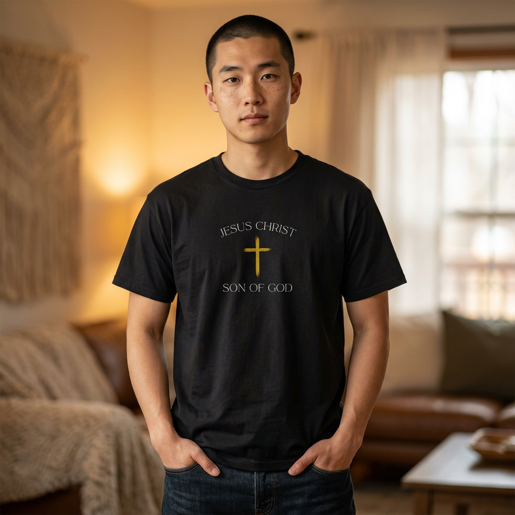 Christian Cross T‑Shirt — 'Reign of Christ' Graphic Tee with Crown of Thorns Back Print