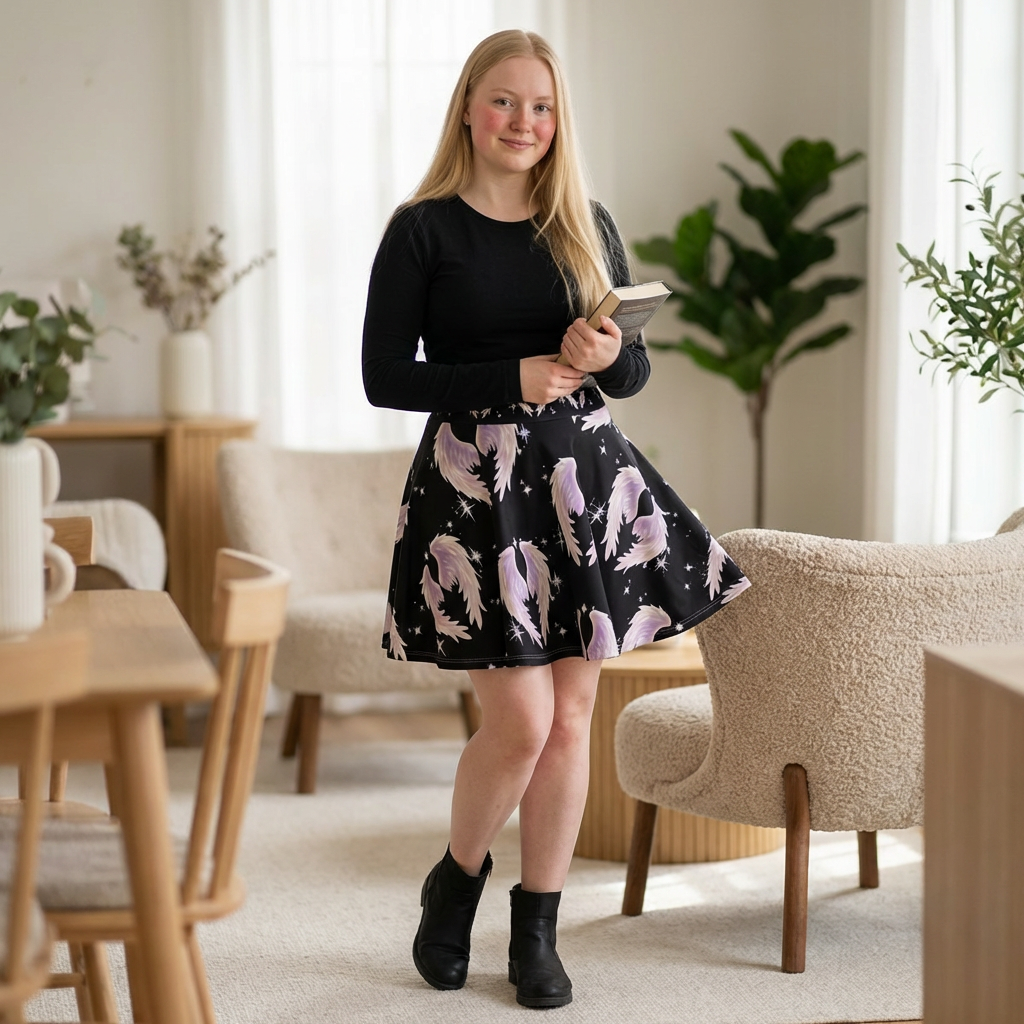 Angel Wings Skirt — Pastel Angel Feather Print