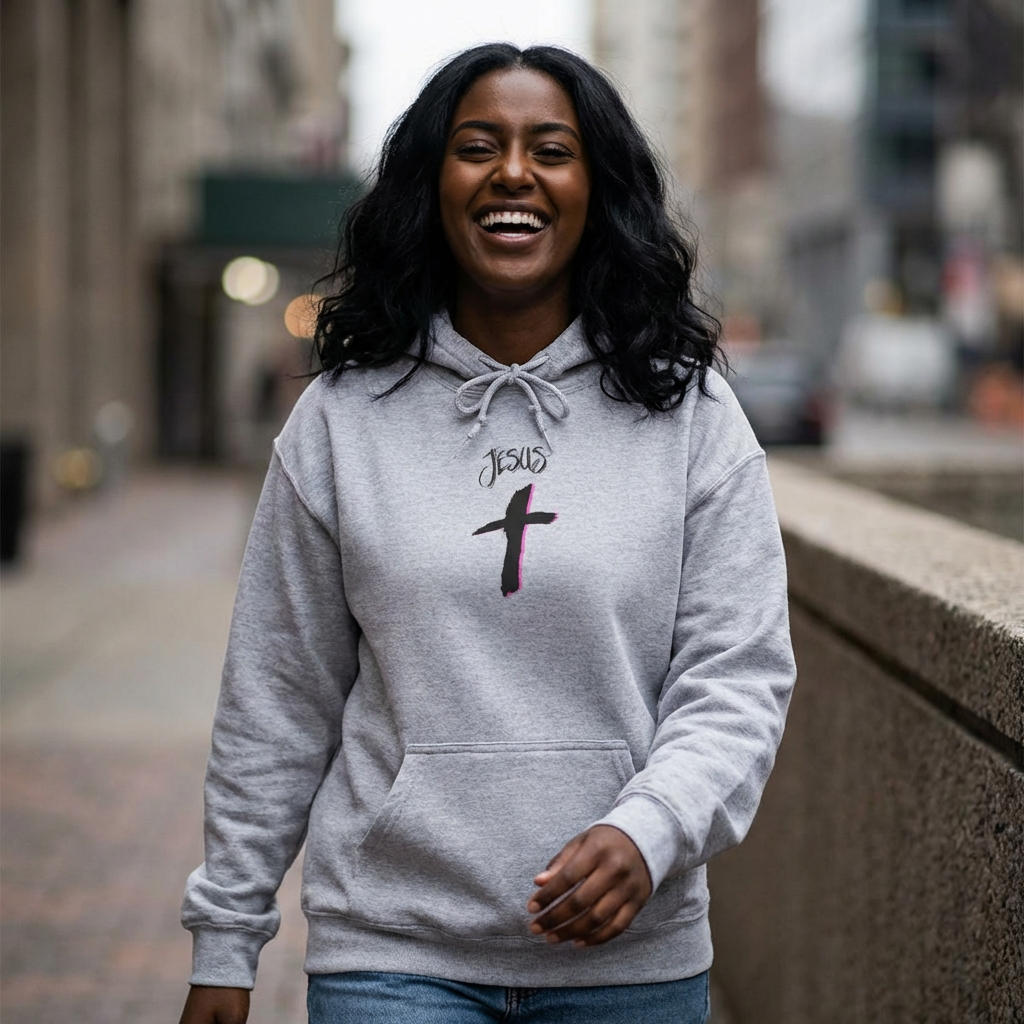Jesus Cross Hoodie — “Ask Me About Jesus” Christian Pullover