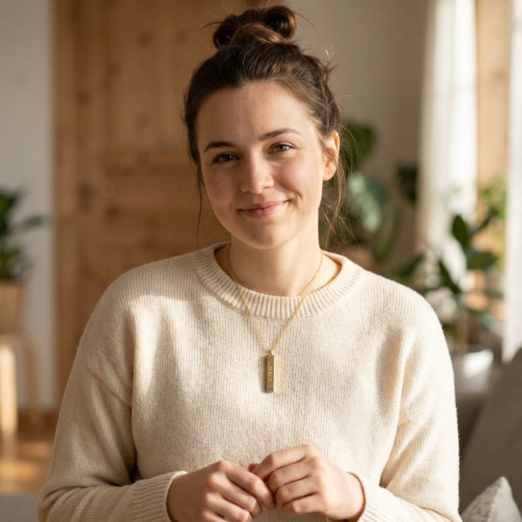 Hidden Message Sliding Blank Bar Necklace (Engraving) Jesus My Lord and Savior