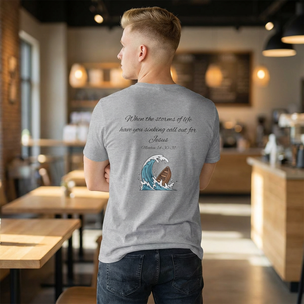 T-Shirt — "When the storms of life have you sinking..." Jesus Scripture Tee