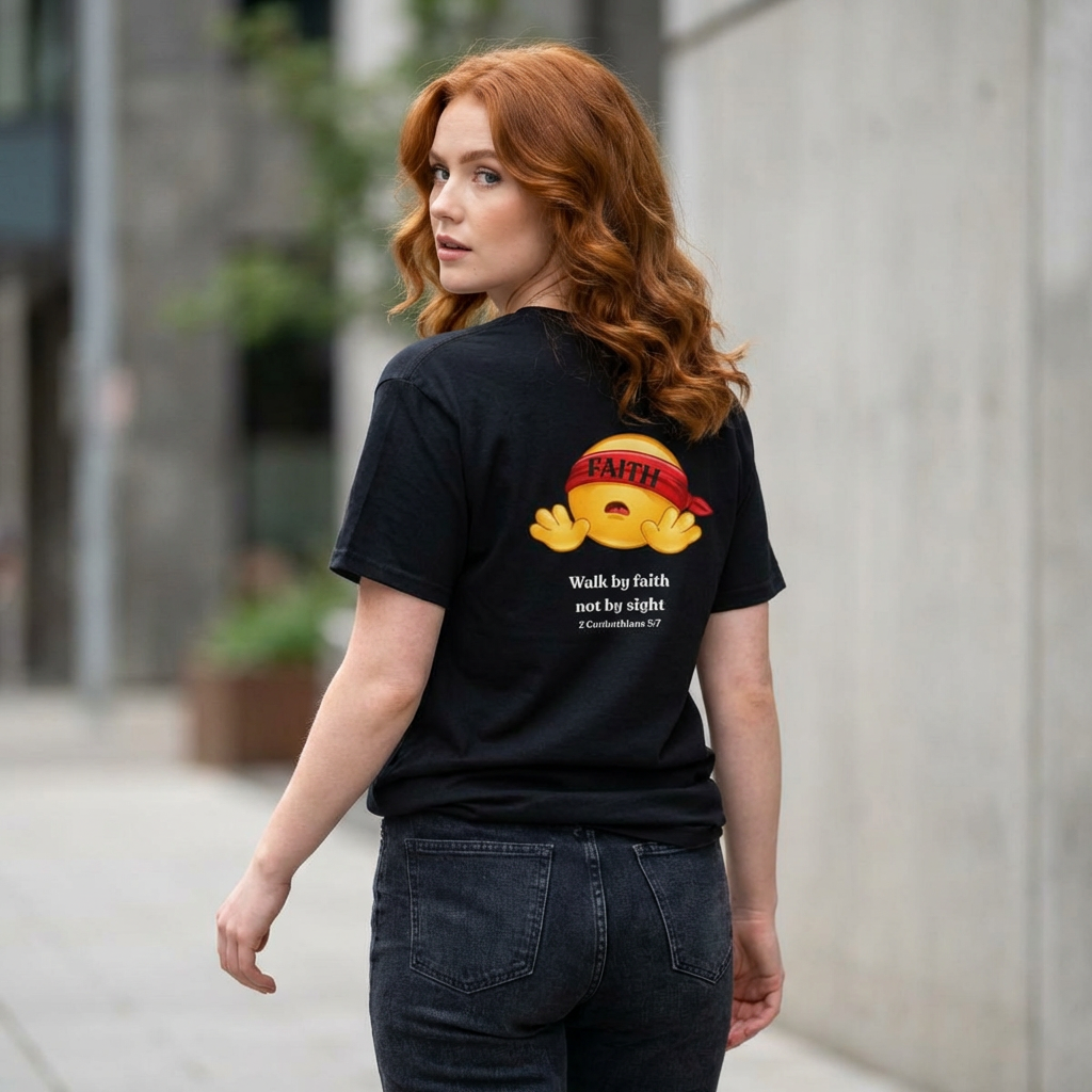 Faith Emoji Tee — “Walk by faith not by sight” Christian Graphic T-Shirt