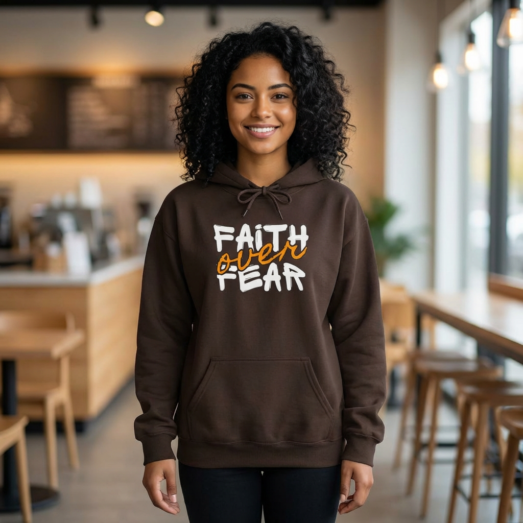 Faith Over Fear Hoodie — Christian Psalms 118:6 Cross Heart Sweatshirt