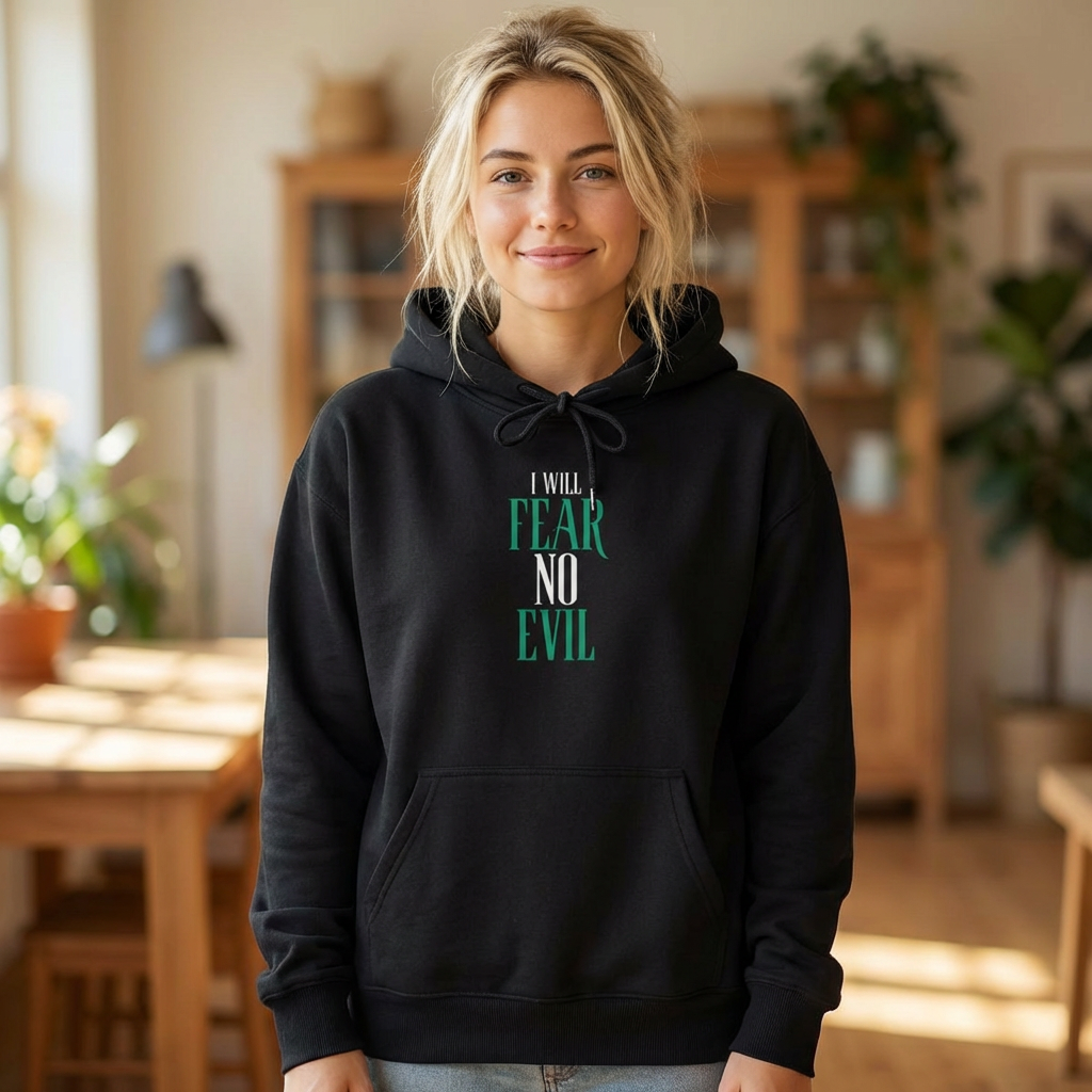 I Will Fear No Evil Hoodie — Psalms 23:4 Inspirational Christian Sweatshirt
