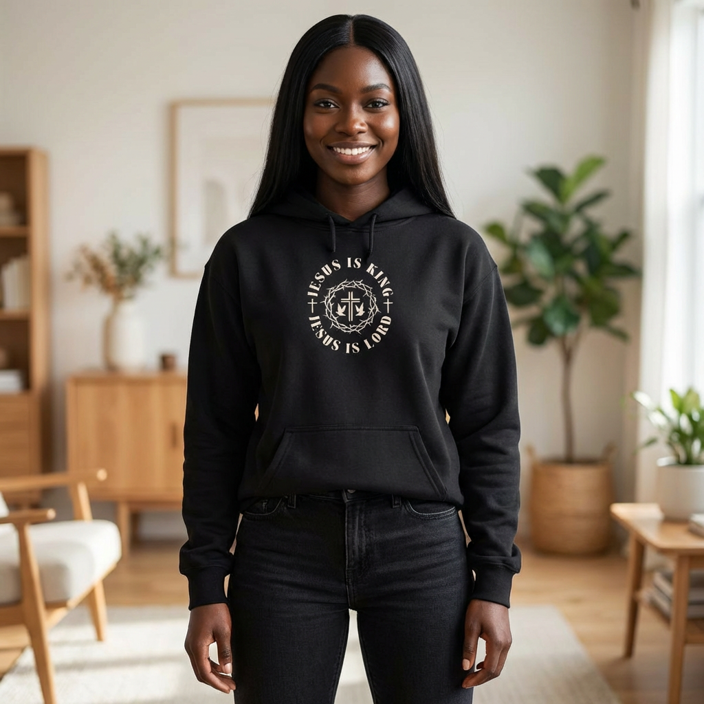 Christian Hoodie - "Jesus Is King, Jesus Is Lord" Cross Pullover
