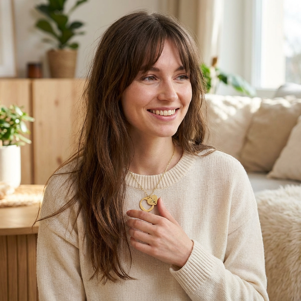 Engraved Heart Cutout Necklace — Personalized Cross Pendant Jewelry