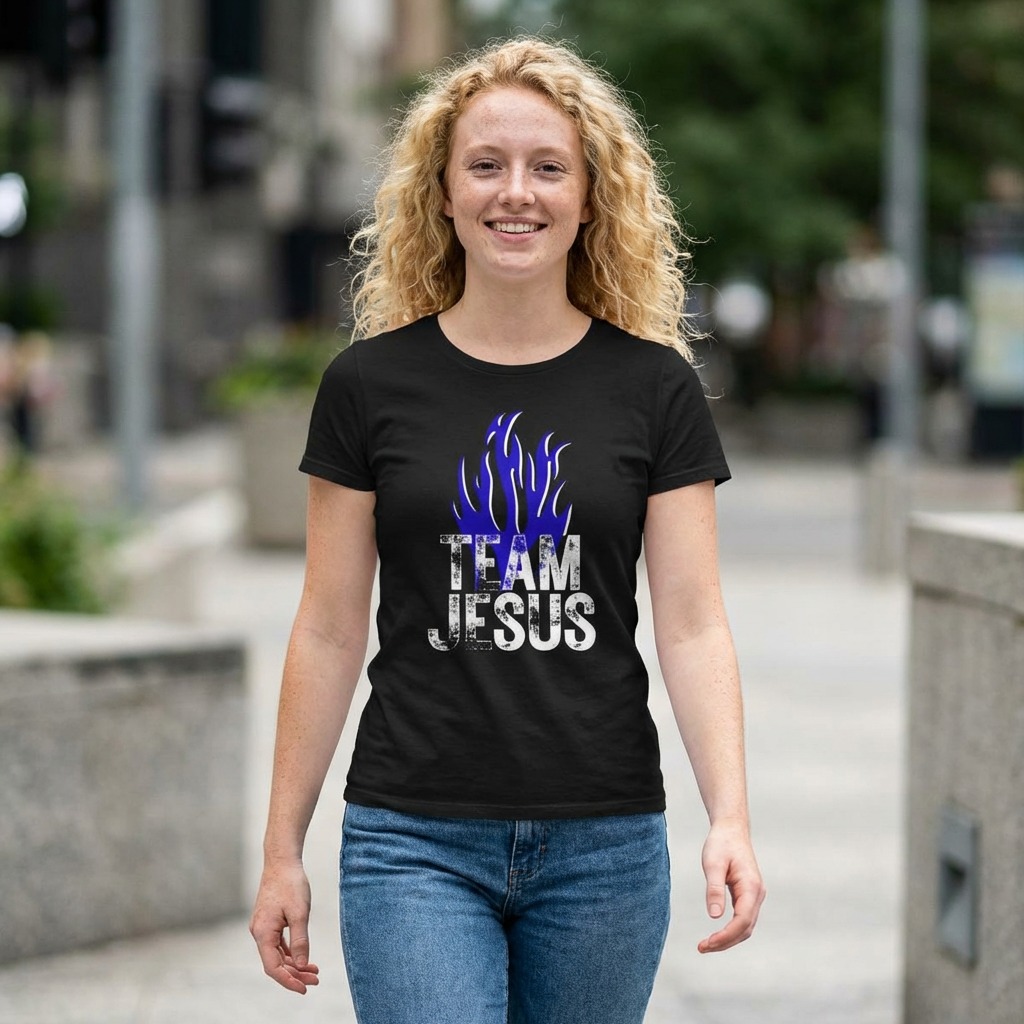 Team Jesus Flame Graphic Tee — Faith-Based Christian T-Shirt