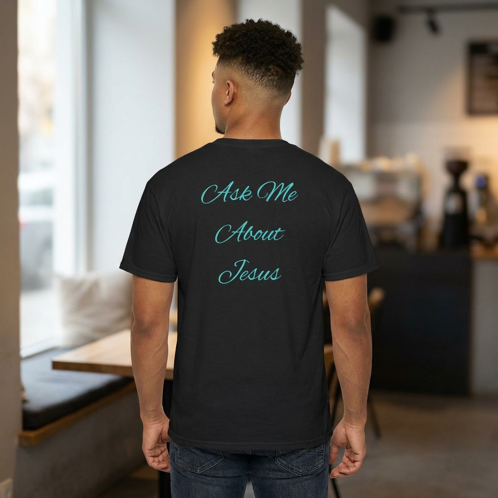 Christian Cross T-Shirt — “Ask Me About Jesus” Faith Tee