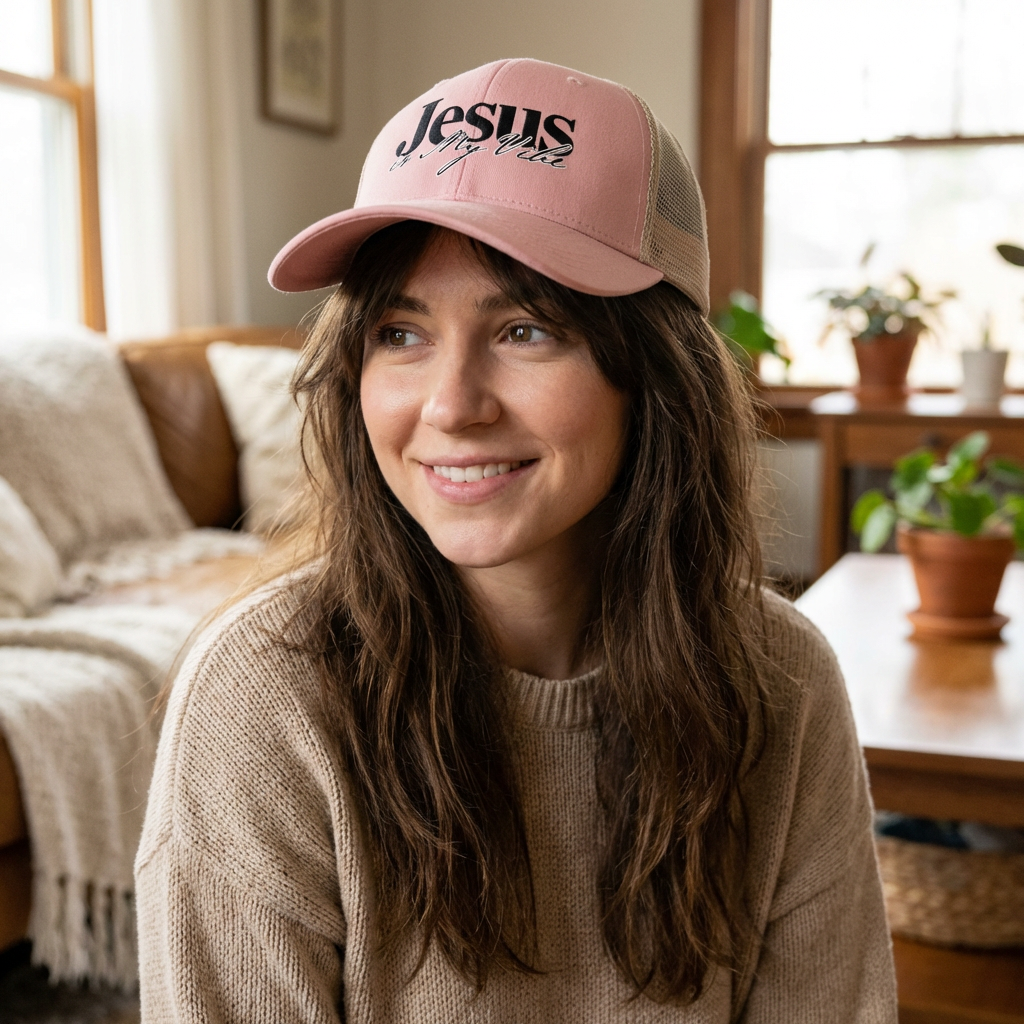 Jesus is My Vibe Women's Washed Mesh-Back Cap