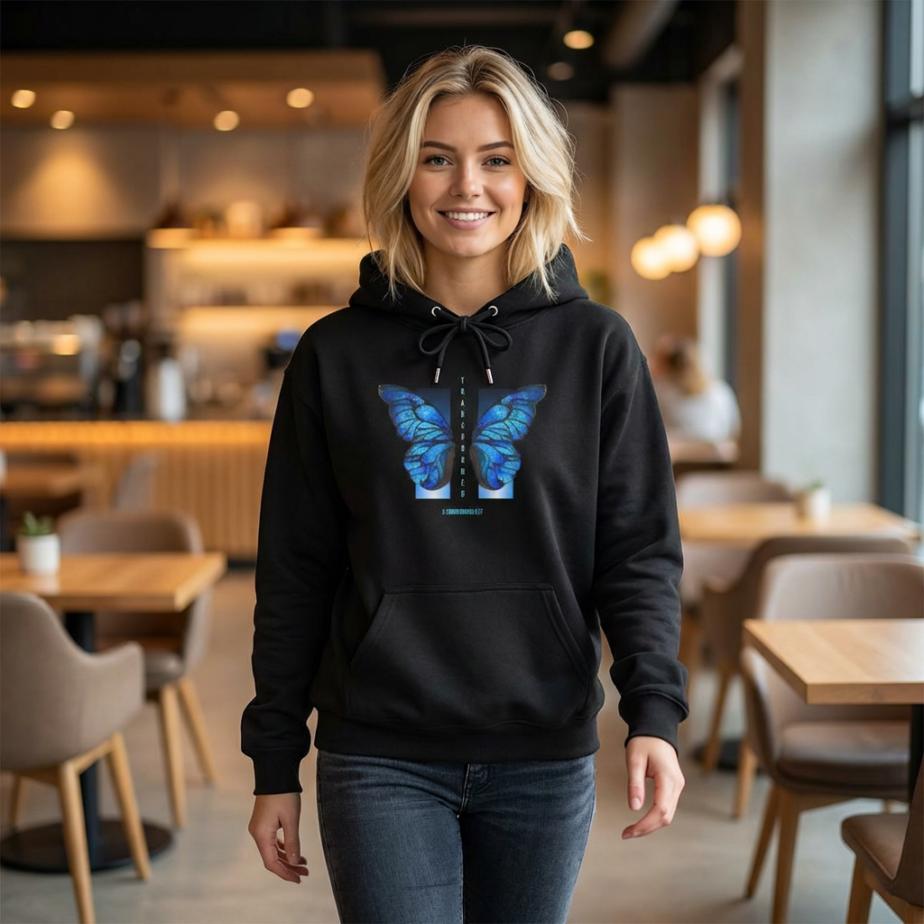 Butterfly Wings Transformed Hoodie — Blue Morph Design
