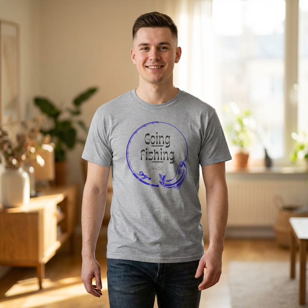 Going Fishing T-Shirt — Blue Sketch Fish Graphic Tee John 21:3