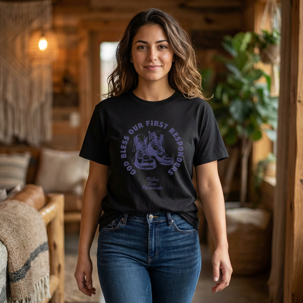 First Responders Prayer T-Shirt — 'God Bless Our First Responders' Faith Tee