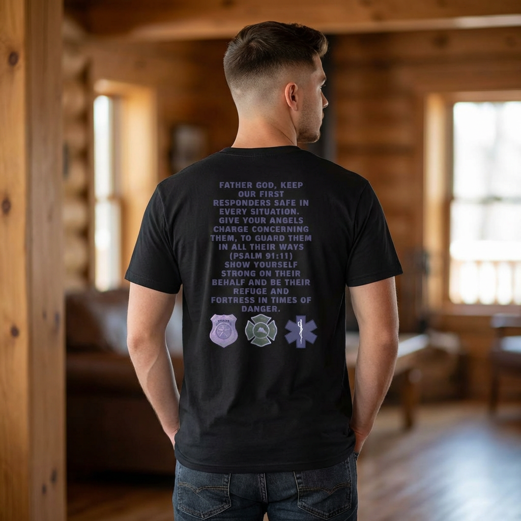 First Responders Prayer T-Shirt — 'God Bless Our First Responders' Faith Tee