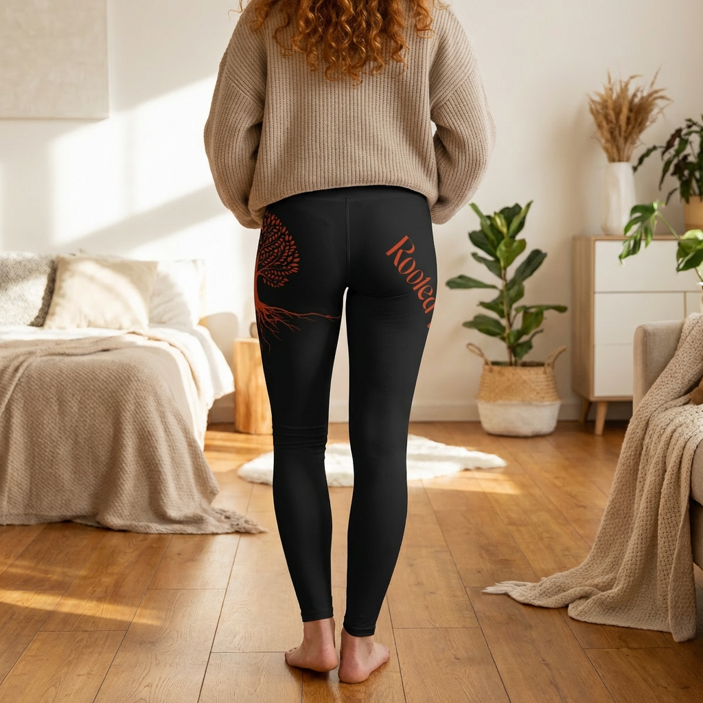 Christian Tree of Life High-Waisted Leggings — "Rooted in Jesus" AOP