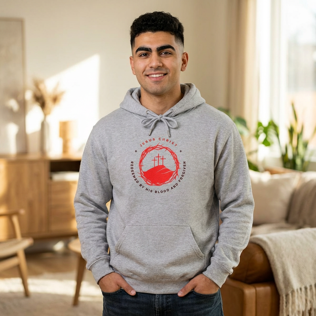 Jesus Christ Crown of Thorns Calvary Hoodie-Redeemed By His Blood and Forgiven