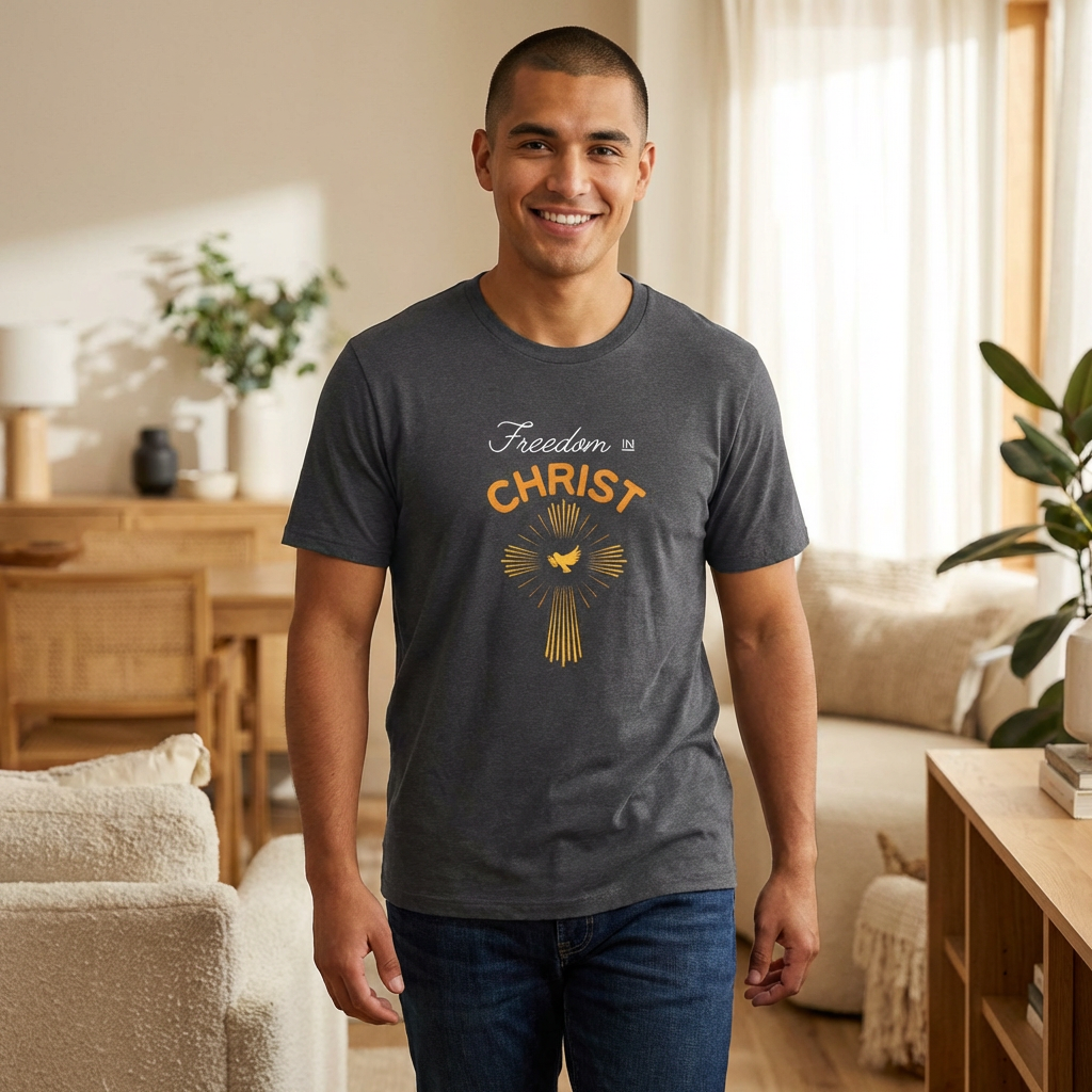 Freedom in Christ T-Shirt — Christian Faith Cross & Dove Tee