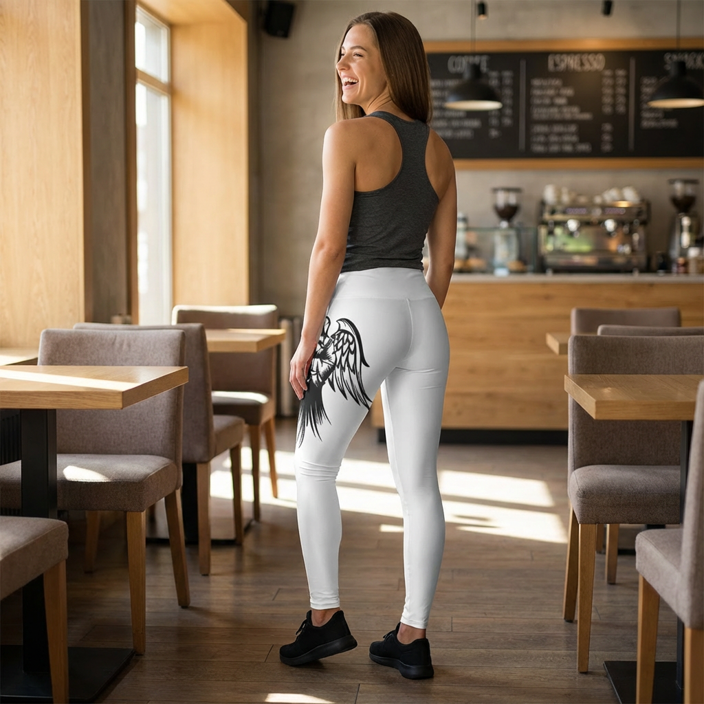 Guardian Angel High-Waisted Leggings — Christian “Protected” Script Design