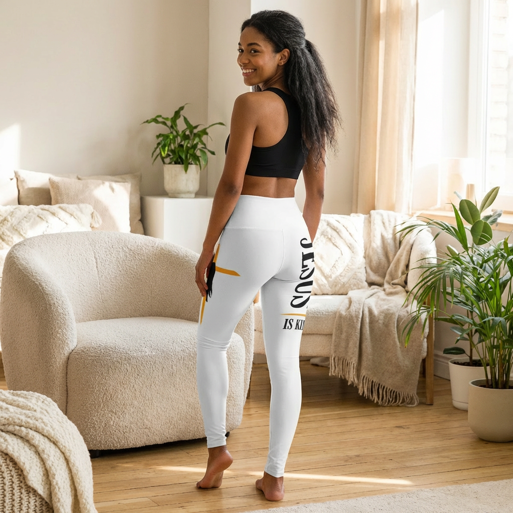 Jesus Is King Cross Leggings — Christian High-Waisted Leggings