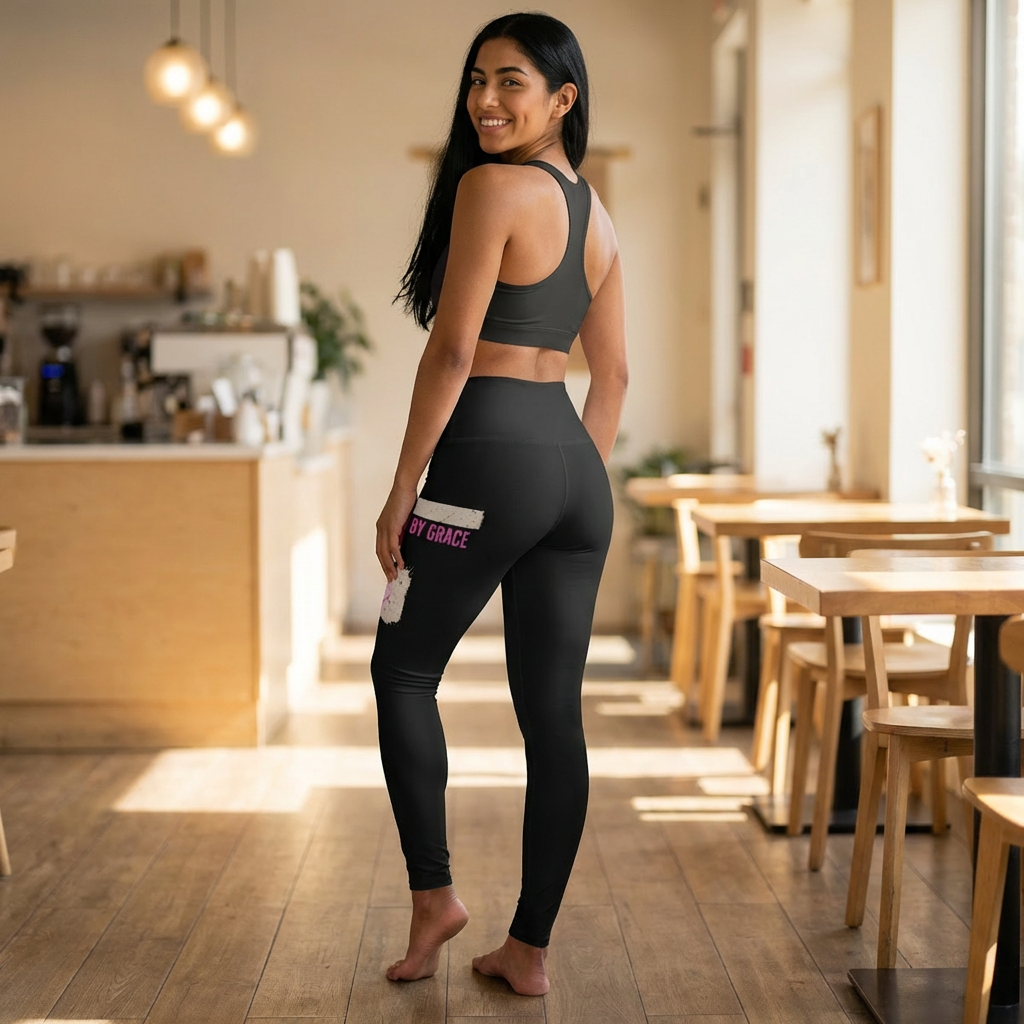 Salvation by Grace High-Waisted Leggings — White Cross Print