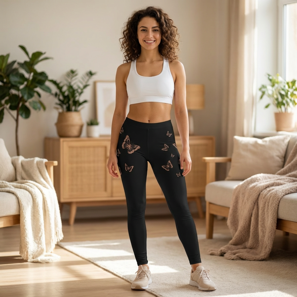 Transformed Casual Butterfly Leggings — 2 Chorinthians 3:18 Women's Black Casual All-Over Print