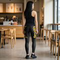 Winged Cross Black & Gold Leggings — Women's Graphic Activewear