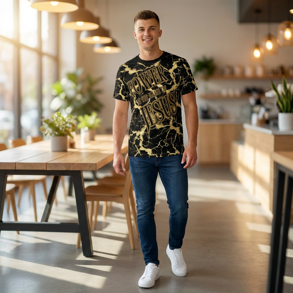 Power In The Name of Jesus Marble Tee