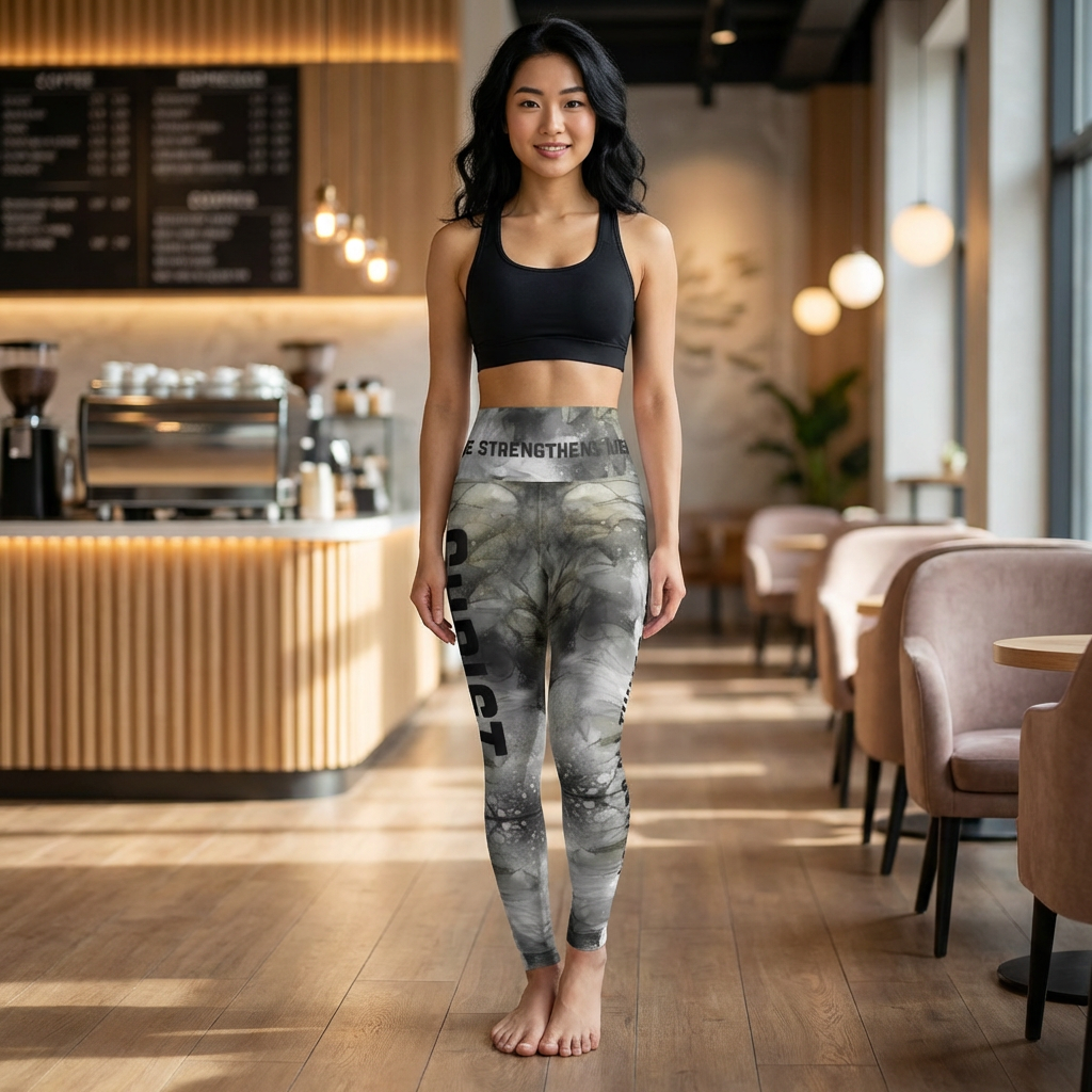 High-Waist Christian Leggings — Inspirational "I Can Do All Things Through Christ Philippians 4:13" All-Over Print