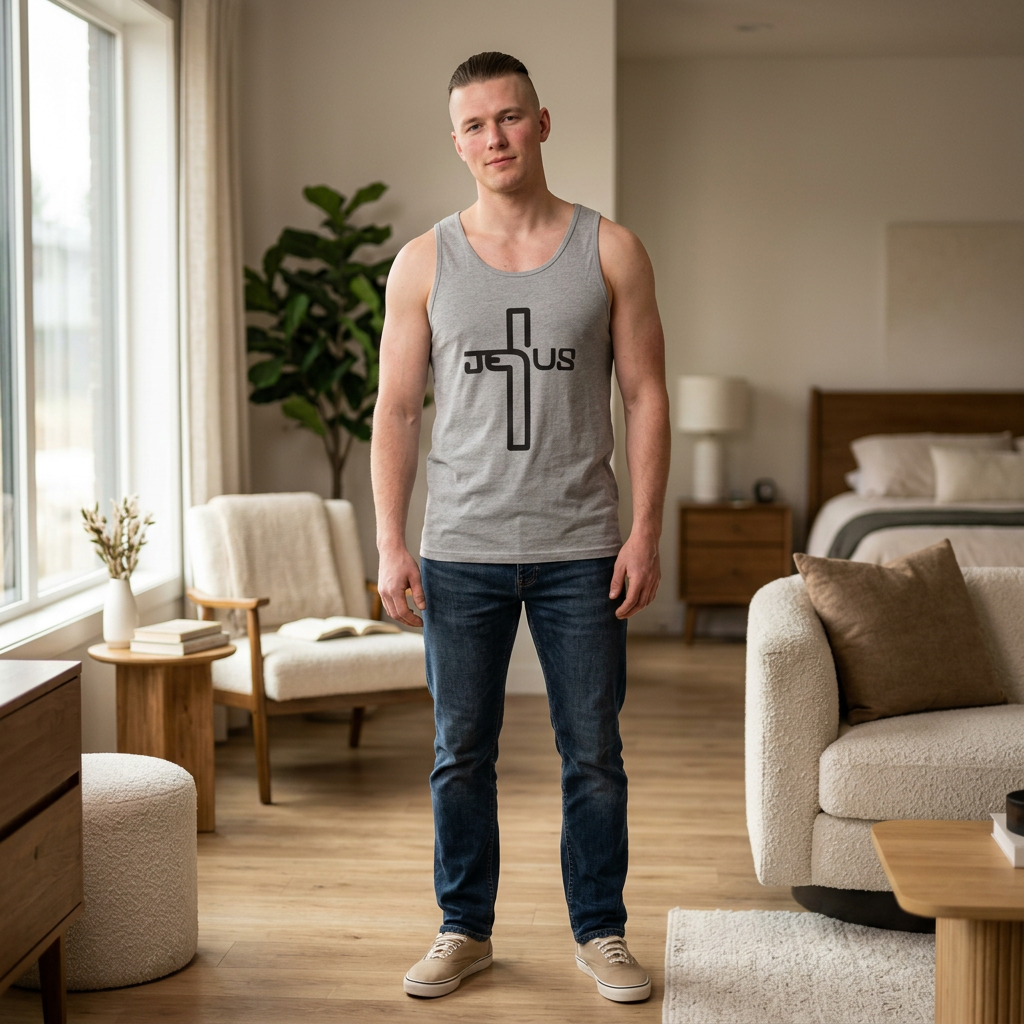 Jesus Cross Tank Top — Minimal Christian Faith Graphic Tank