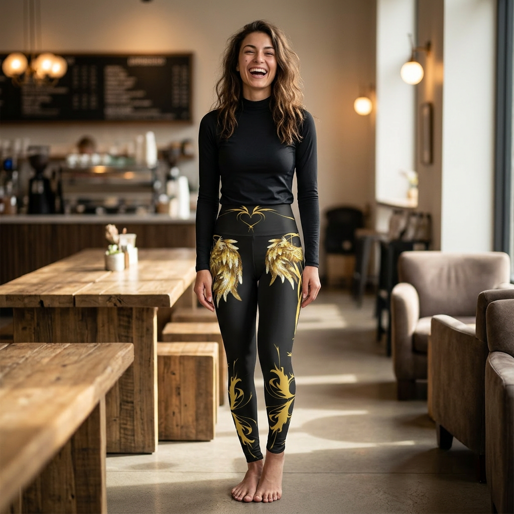 Forgiven Cross Angel Wings High-Waist Leggings