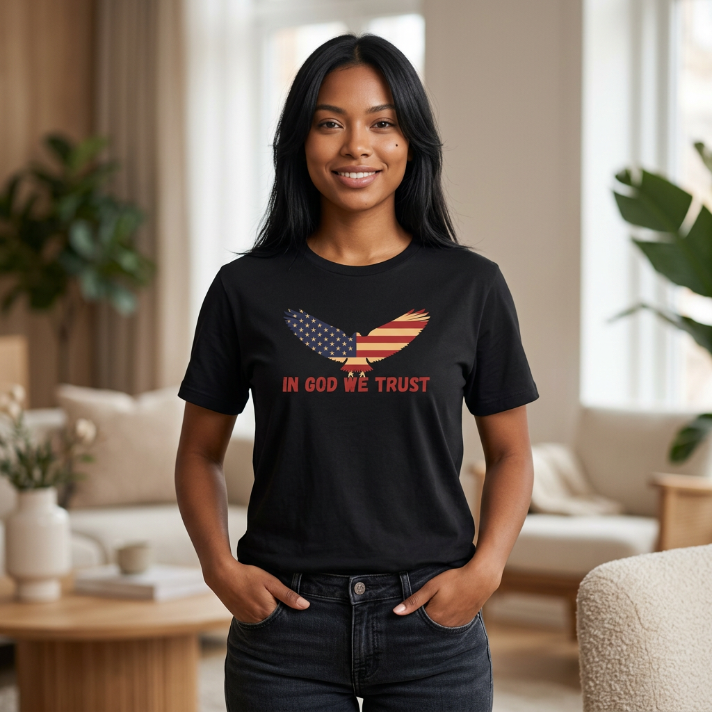 In God We Trust Eagle T-Shirt — Make America Christian Again Cross Tee