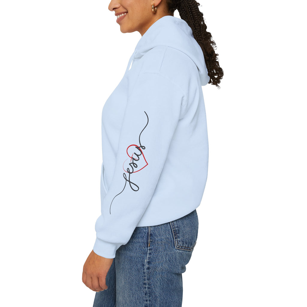 Heart Script "Jesus" Hoodie — Faith Graphic Sweatshirt