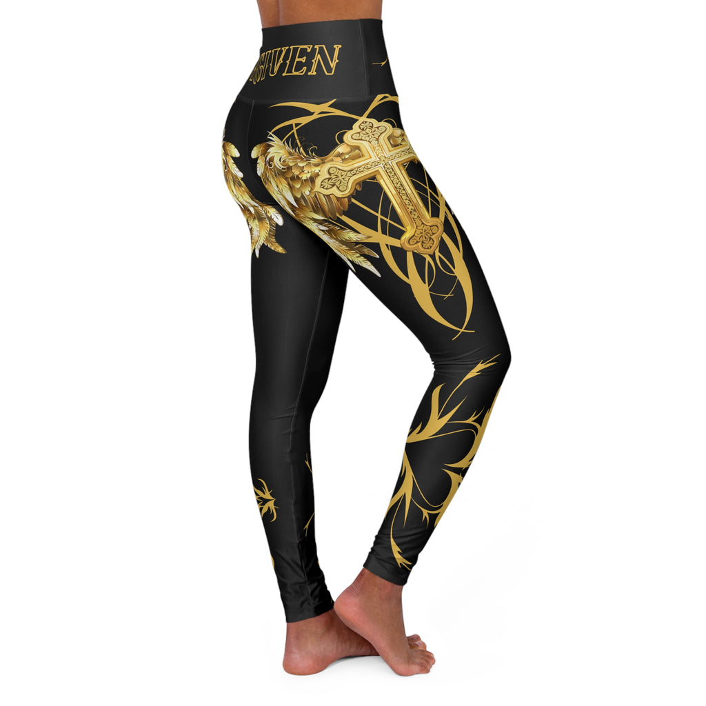 Forgiven Cross Angel Wings High-Waist Leggings