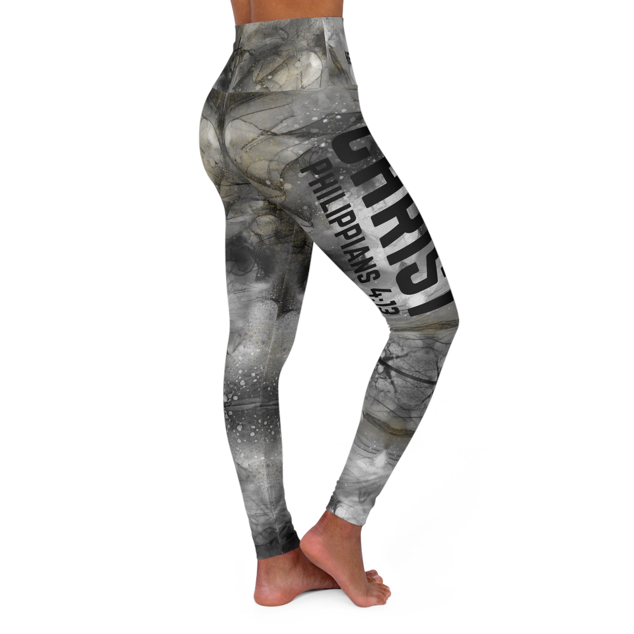 High-Waist Christian Leggings — Inspirational "I Can Do All Things Through Christ Philippians 4:13" All-Over Print