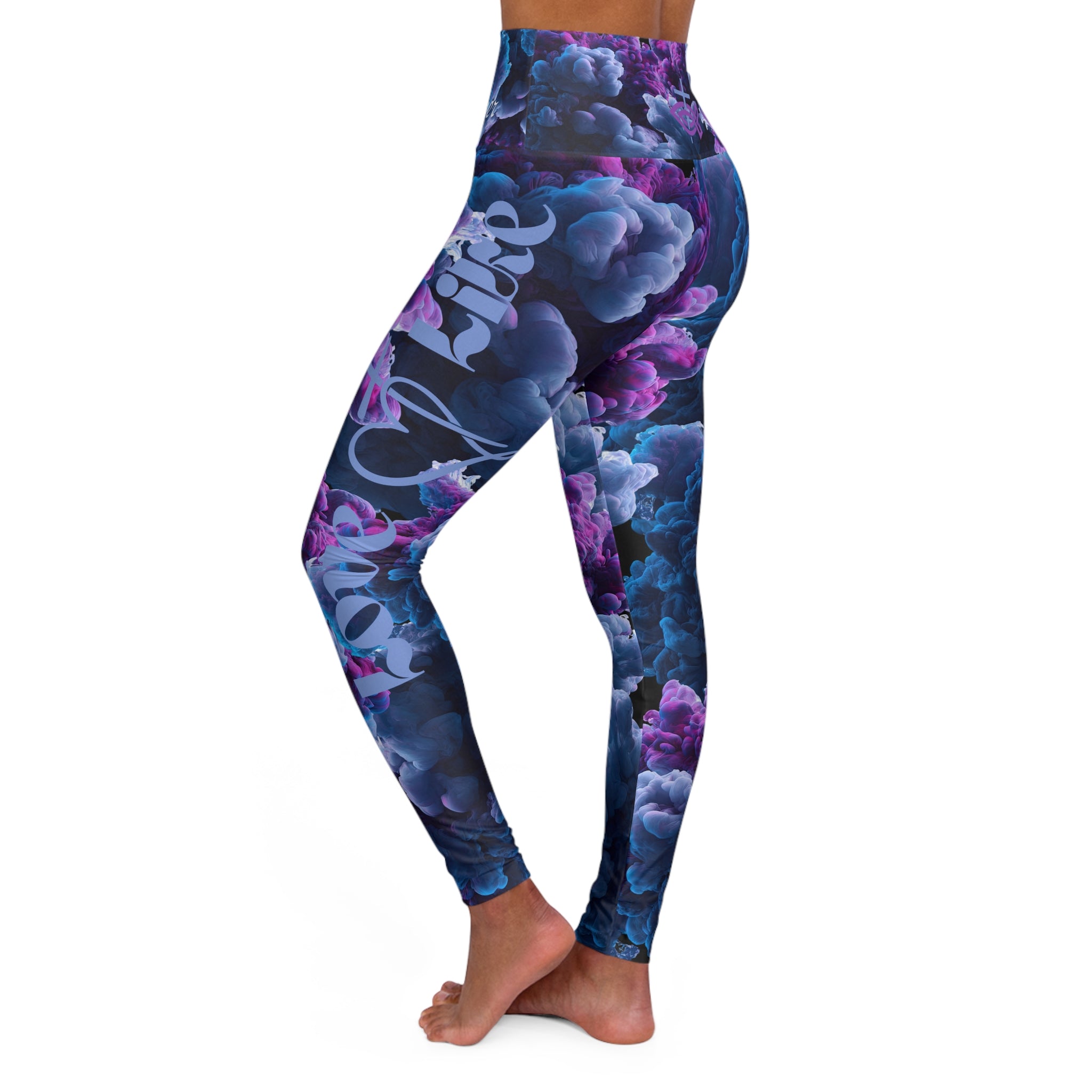 High-Waist Storm Clouds Christian Leggings — 'Love Like Christ' Motivational Activewear