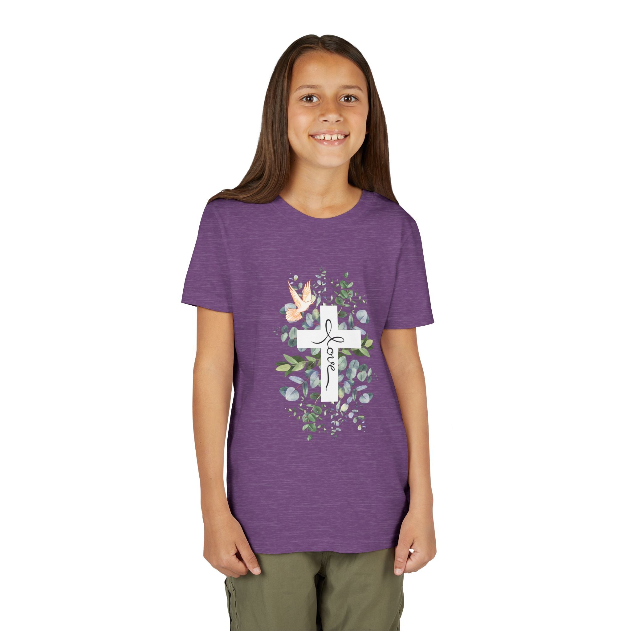 Youth Tee - Floral Cross "Jesus Will Always Love You" Christian Shirt