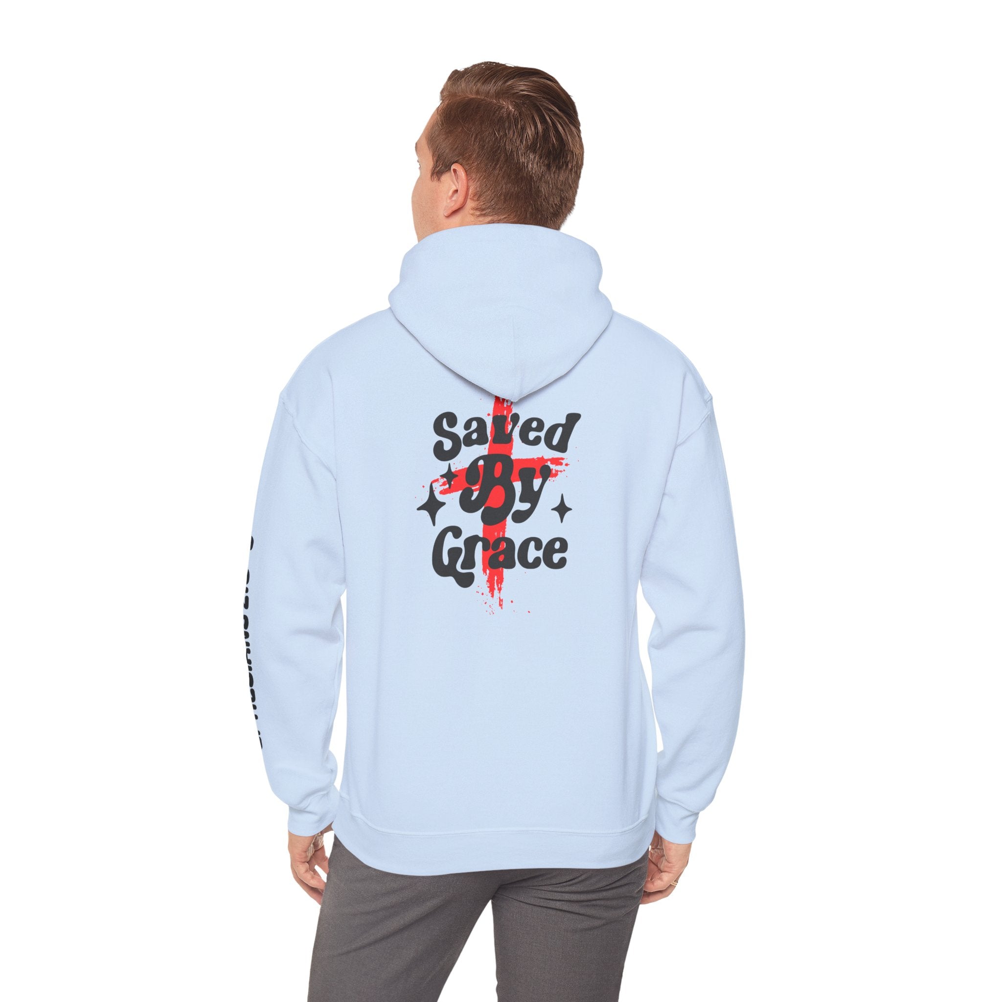 Saved By Grace Hoodie — Christian Cross Faith Pullover