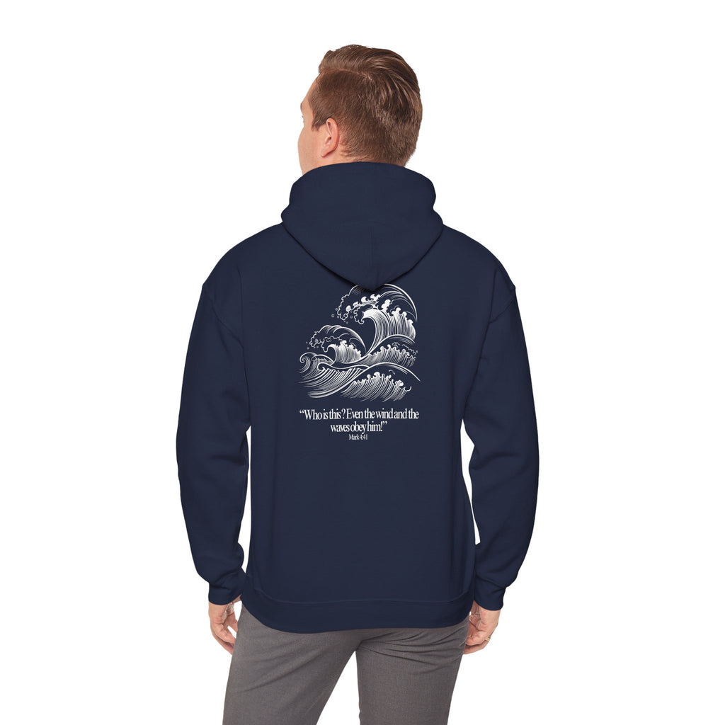 Jesus Christ Hoodie — Wave Graphic with Scripture Back (Faith-Based Christian Sweatshirt)